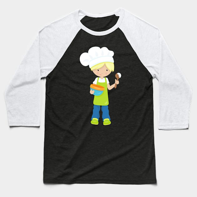 Baking, Baker, Bakery, Apron, Cute Boy, Blond Hair Baseball T-Shirt by Jelena Dunčević